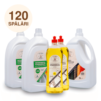 pachetul gurmanzilor 9 cu 2 detergenti rufe, un balsam rufe si 2 detergenti vase