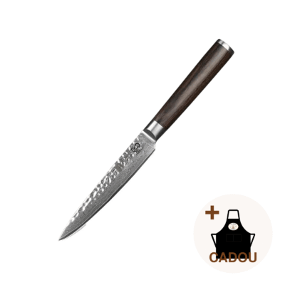 Cutit utilitar La Sebi Acasa, otel de damasc VG10, 12 cm + Sort bucatar cadou
