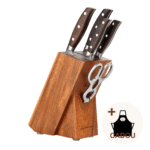 Set Cutite otel german cu Suport, 5 cutite si foarfeca + Sort bucatar cadou